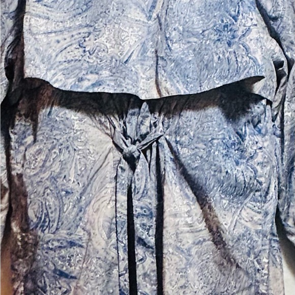 BADGLEY MISCHKA L AMERICAN GLAMOR TRENCH COAT BLUE PRINT- NEW WITH TAGS! - Picture 6 of 8